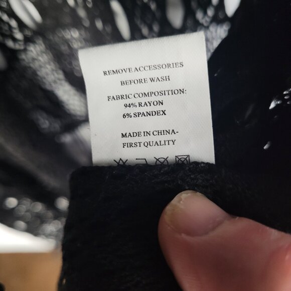 Mechant Sz M Black Boho Grannycore Crochet Duster Cardigan Open Knit Fringe - Picture 4 of 4